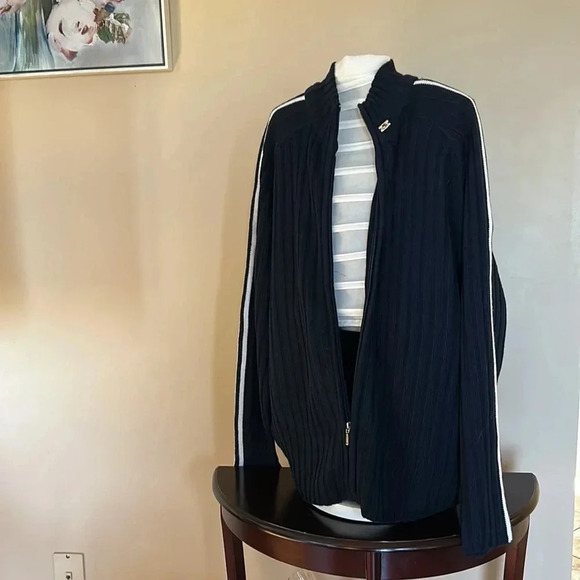 Y2K, vtg Chunky knit cable zip ,sweater,jacket,NEW ,blue,preppy - Picture 7 of 12